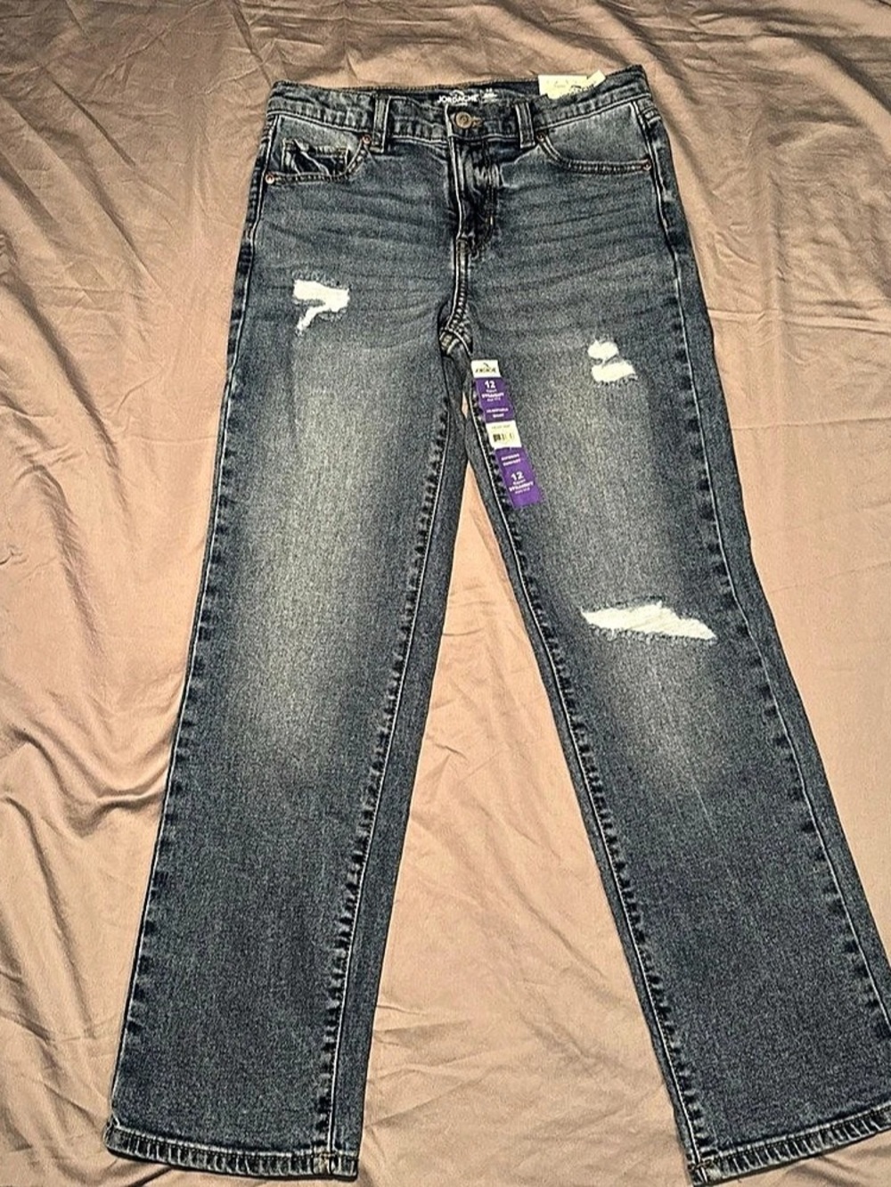Jordache Baggy Straight High Rise Jeans Blue Waist 12 NWT